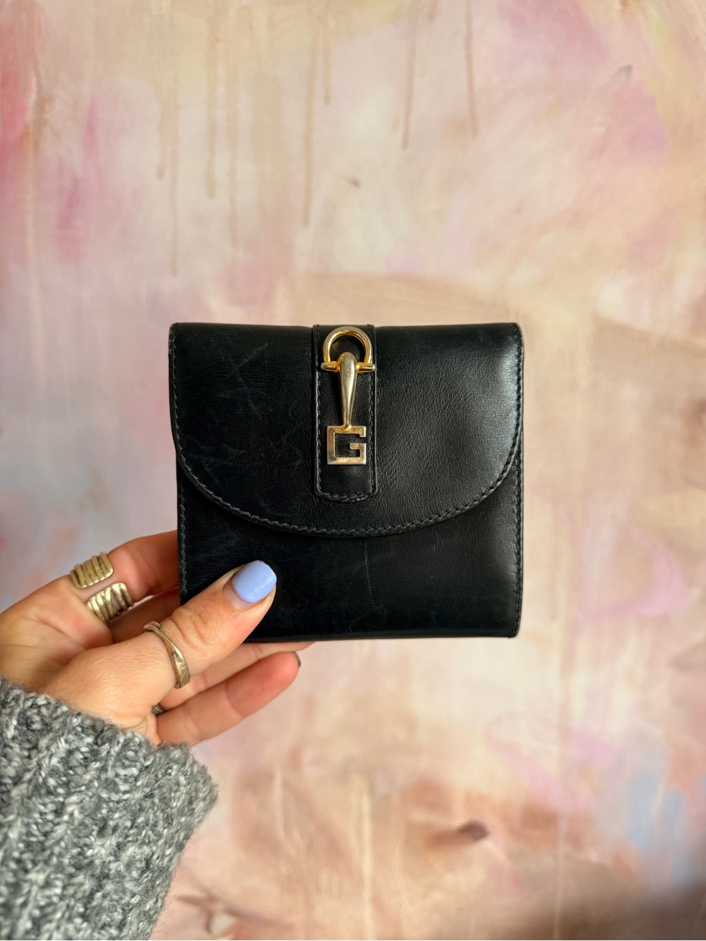 Gucci Black Leather Wallet with Gold G-Accent